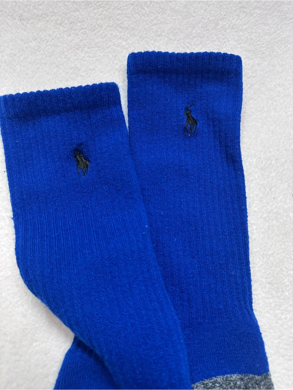 Polo by Ralph Lauren Royal Blue Crew Socks with Gray Heel and Toe
